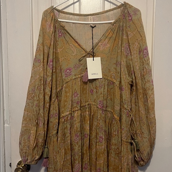 SPELL BELLADONNA DUSTY OLIVE GOWN size medium NWT - Picture 6 of 9